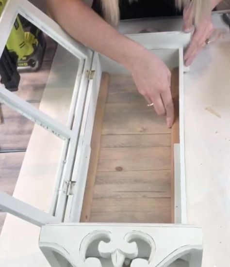 Turn an old thrift store clock into a beautiful home decor frame. Check out the before and after photos of this display makeover idea, perfect if you're decorating on a budget. #diy #clock #repurpose Clock Repurpose, Diy Plate Rack, Stenciled Curtains, Round Wall Shelves, Cabinet Doors Repurposed, Weathered Grey Stain, Accent Wall Stencil, Country Chic Paint, Clocks Back