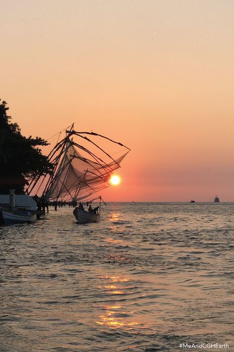 Watching the sun set behind the waters of the Arabian Sea as you relax on your balcony in the waterfront Brunton Boatyard hotel, is an experience everyone should have in Fort Kochi. For those who want a closer look, our private cruise at sunset is the one to take. #MeAndCGHEarth #FortKochi #HistoryHotel #Sunset #Sunsetcruise #Chinesefishingnet #QueenofArabiansea #VintageHotel #KochiHarbour Old Harbour Hotel Kochi, Fake Aesthetic, Fort Kochi, Kerala Travel, Nature Background Images, Easy Love Drawings, Arabian Sea, Vintage Hotels, Nature Background