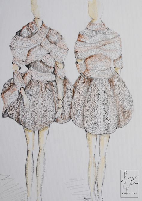 Avant Garde Knitwear. Caela Viviers Knitwear Fashion Illustration, Crochet Fashion Illustration, Knitwear Drawing, Knitwear Illustration, University Presentation, Portfolio Sketchbook, Fashion Sketch Template, Higher Art, Ib Art