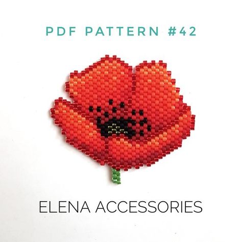 Seed Bead Brick Stitch, Bead Brick Stitch, Seed Bead Tutorials, Poppy Brooches, Beaded Flowers Patterns, Art Perle, Beading Patterns Free, Brick Stitch Earrings, Brick Stitch Pattern