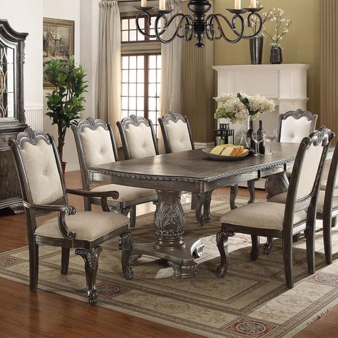 Antique Dining Room Sets, Dallas Furniture Stores, Formal Dining Room Furniture, Antique Dining Rooms, Antique Dining Room, Dining Table With Leaf, Double Pedestal Dining Table, Antique Dining Tables, Formal Dining Tables