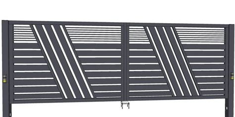 modern gates made of steel panels 371-2 Modern Fences, Modern Gates, Pintu Ganda, Latest Gate Design, Iron Main Gate Design, Home Window Grill Design, Main Gates, Sliding Gates, Design Grill