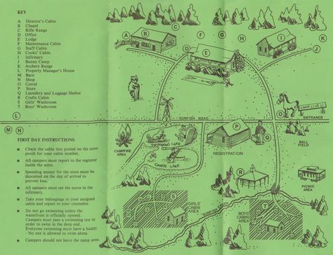 Vintage Camp Aesthetic, Summer Camp Map, Vintage Camping Aesthetic, Dreamland Ideas, Summer Camp Aesthetic, Bid Day Themes, Camping Aesthetic, Camping Birthday, Parks N Rec