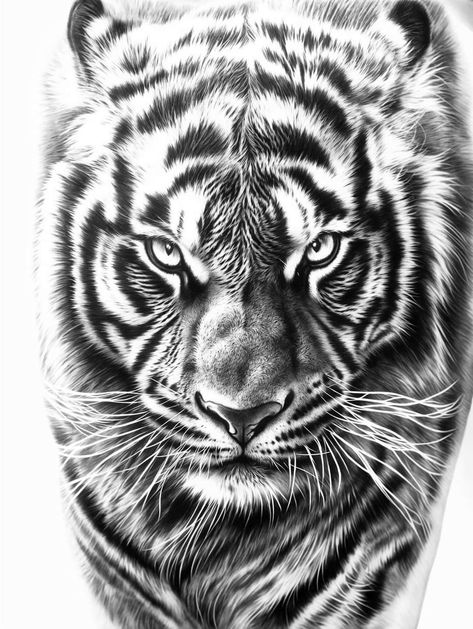 Dragon And Rose Tattoo, Realism Tiger Tattoo, Tiger Tattoo Stencil, Realism Tattoo Design, Tiger Tattoo Designs, Tiger Stencil, Tiger Hand Tattoo, Tiger Face Tattoo, Rose Tattoo Stencil