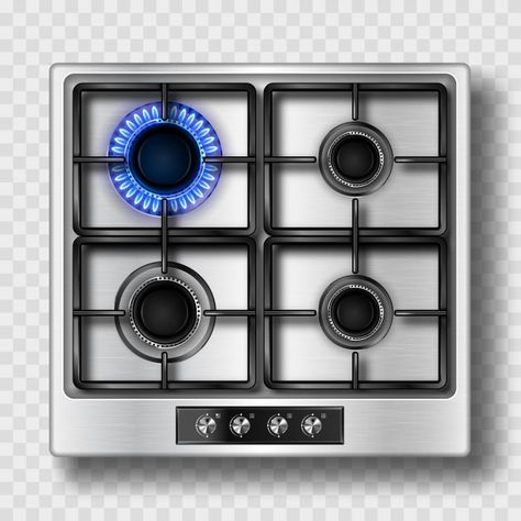 Gas stove top view with blue flame and s... | Free Vector #Freepik #freevector #circle #light #kitchen #fire Kitchen Top View Photoshop, Kitchen Top View Png, Kitchen Top View, Black Gas Stove, Kitchen Burner, Png Top, Table Top View, Gas Stove Top, Furniture Design Sketches