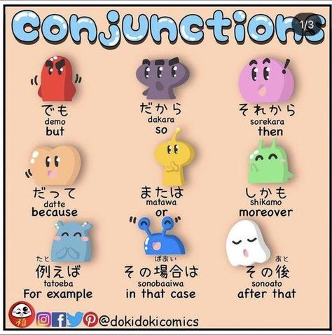 Nihongo for beginner (Basic Japanese learning) | Conjunction in Japanese  | Facebook Learn Japanese Beginner, Learn Basic Japanese, Learn Japan, Basic Japanese, Bahasa Jepun, Materi Bahasa Jepang, Learning Languages Tips, Basic Japanese Words, Japanese Language Lessons