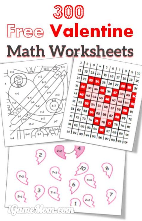 300 free Valentine math worksheets for kids, from toddler, to preschool, to kindergarten, to elementary school. Many printable worksheets are for hands on activities. Valentine Math Worksheet, Math Worksheets For Kids, Valentine Worksheets, Valentines Day History, Kindergarten Valentines, Math Valentines, Printable Games For Kids, Simple Science, Free Math Worksheets