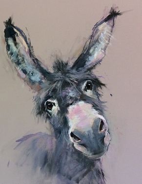 nicky-lichfield How To Draw A Donkey Face, Cute Donkey Art, Christmas Donkey Painting, Mule Painting, Watercolour Donkey, Nicky Litchfield, Watercolor Donkey, Donkey Illustration, Donkey Painting