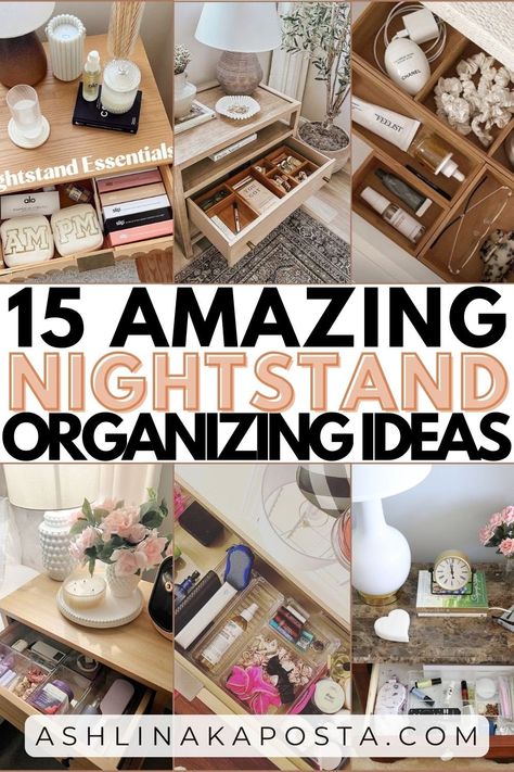 Nightstand Organization Ideas, Nightstand Drawer Organization, Feng Shui Money Corner, Fall Inspired Living Room, Side Table Organization, Unusual Bedside Tables, Nightstand Accessories, Bedside Table Organization, Reset Your Life