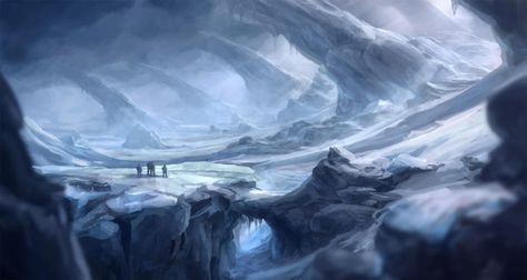 Frozen wasteland - revised by merl1ncz on DeviantArt Frozen Wasteland, Frozen Background, Icewind Dale, Fantasy Locations, Planets Art, Location Inspiration, Landscape Concept, Fantasy Places, City Landscape