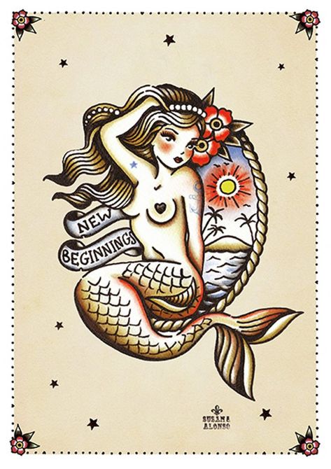 Sailor Drawing, Mermaid Bar, Berg Tattoo, Tattoo Mermaid, Pin Up Mermaid, Tattoo Themes, Panther Tattoo, Theme Tattoo, Geniale Tattoos