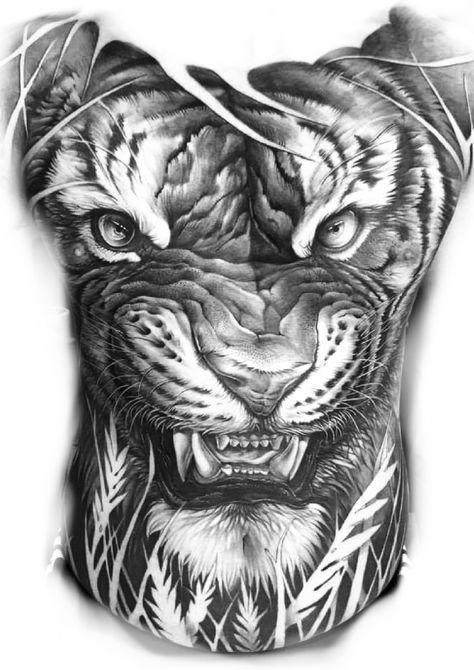 Rabe Tattoo, Full Chest Tattoos, Tiger Tattoo Sleeve, Tiger Sketch, Backpiece Tattoo, Tattoo Tiger, Lion Tattoo Sleeves, Half Sleeve Tattoos Drawings, Realistic Tattoo Sleeve