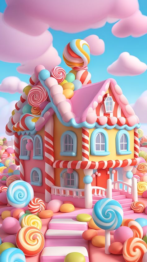 Candy Castle, 3d Wallpaper Cute, Candy House, Candy Art, Christmas Phone Wallpaper, Android Wallpaper Flowers, Trending Pins, Pink Wallpaper Iphone, Candy Party