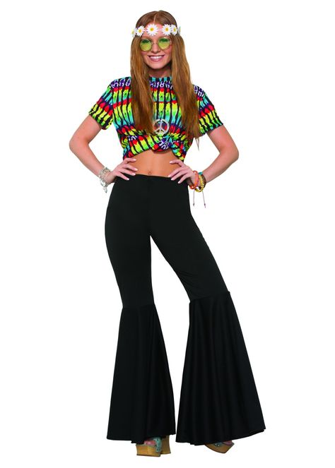 Black Hippie Women Bell Bottoms Hippie Outfits 70s Bell Bottoms, Hippie Outfits 70s, Black Bell Bottoms, 60s Outfit, Black Bell Bottom, Bell Bottoms Outfit, Black Hippy, 70s Costume, Disco Costume