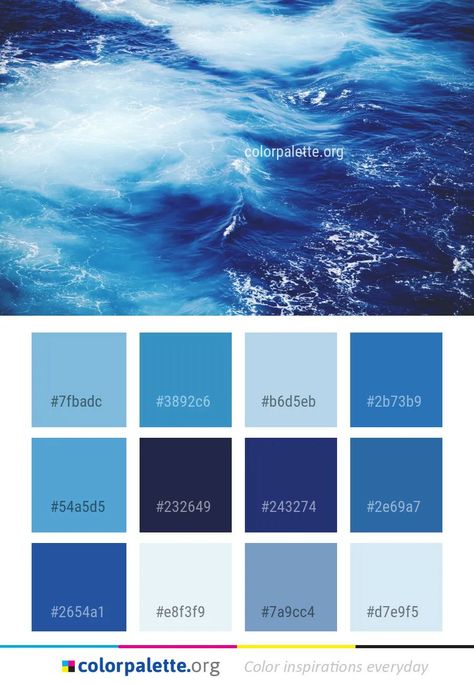 Sea Color Palette, Beach Paint Colors, Ocean Color Palette, Coastal Paint Colors, Colors Inspiration, Blue Color Palette, Color Schemes Colour Palettes, Hue Color, Blue Paint Colors