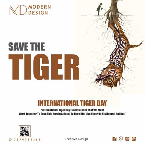 International Tiger Day 2021 – Tigers are one of the world’s most precious species, also known as the national animal of India there is an urgency to work for Tiger Conservation in India. Project Tiger was launched in 1973, and every year July 29 acts as a reminder for “International Tiger Day”. National Animal Of India, Poster Examples, International Tiger Day, Project Tiger, Tiger Day, Tiger Conservation, Cosmetics Advertising, Save The Tiger, Creative Post