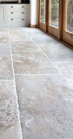 Stone House Flooring, Stone Floor Kitchen Rustic, Rustic Stone Tile Floor, Stone Tile Flooring Kitchen, Stone Tile Living Room, Rustic Tile Floor Living Room, Hardwood And Tile Combinations Kitchen, Cottage Stone Floor, Natural Stone Tile Bathroom Floor