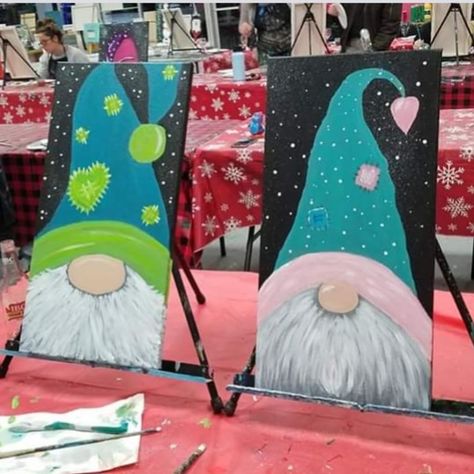 Christmas Canvas Paintings, Gnome Painting, Wine And Paint Night, Gnome Paint, Free Reign, Christmas Canvas Art, Wine And Canvas, Christmas Paintings On Canvas, Register Here