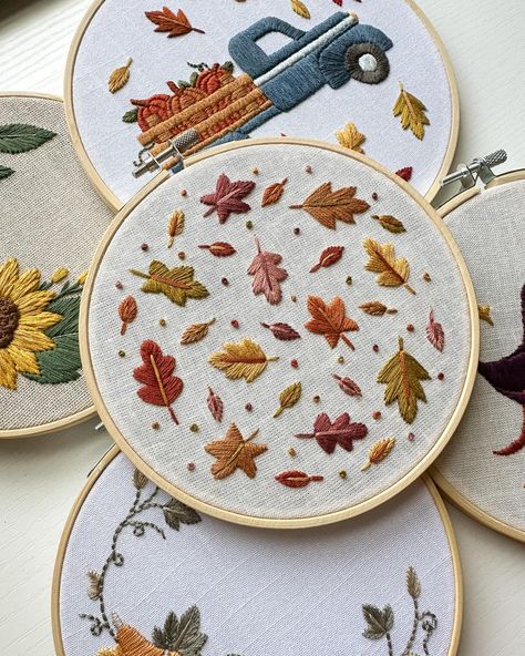 Level up your fall decor this year with a handmade embroidery hoop…stitched by you! 🪡 I have an entire section of my Etsy shop dedicated to fall (my favorite season!) where you can find cute autumn leaves, rustic barns and Halloween-inspired designs. 🍁 Use my link in bio to browse them all! ⬆️ Fall Embroidery Designs, Cute Autumn, Handmade Embroidery, Favorite Season, Rustic Barn, Embroidery Hoop, Level Up, Autumn Leaves, Embroidery Patterns