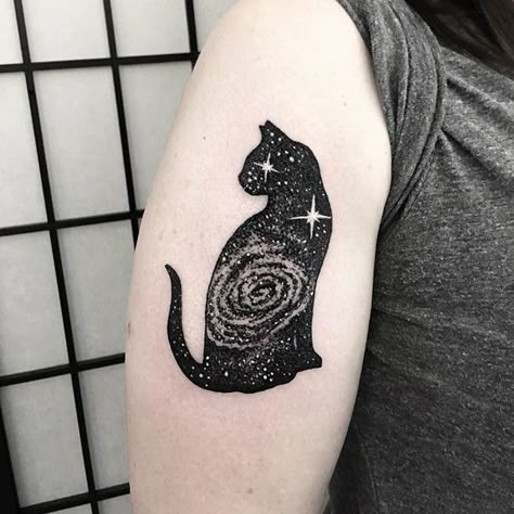 Black Cat Tattoo, Black Cat Tattoos, Galaxy Tattoo, Cat Tattoo Designs, Disney Tattoo, Up Tattoos, Cover Up Tattoos, Back Tattoos, Trendy Tattoos