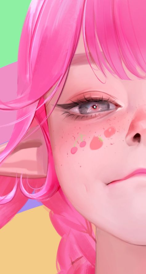 Jisu Choe, Pink Skin Character, Kawaii Surrealism, Fantasy Queen, Skin Drawing, Female References, Discord Pfp, 판타지 아트, Digital Art Tutorial