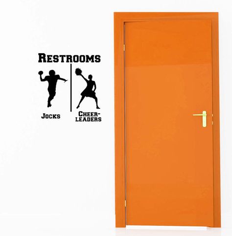 Bathroom Restrooms Sign Men Women Sports by VinylWallLettering