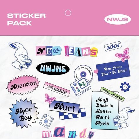 New Jeans Sticker, Jeans Sticker, Keyword Elements Canva, Canvas Learning, Scrapbook Stickers Printable, Graphic Design Fonts, Graphic Design Lessons, Cute Doodle Art, Aesthetic Stickers