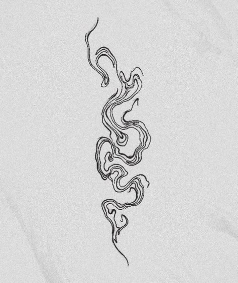 Adding White To Black Tattoo, Abstract Pisces Tattoo, Abstract Wavy Line Tattoo, Abstract Squiggle Tattoo, Liquify Tattoo, Organic Shape Tattoo, Freeform Tattoo, Kishi Kaisei Tattoo, Flowy Line Tattoo