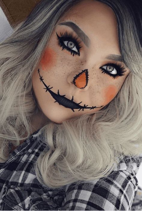 Maquillaje Halloween Infantil, Halloween Makeup Diy Easy, Scarecrow Halloween Makeup, Girl Halloween Makeup, Halloween Costumes Scarecrow, Halloween Makeup Tutorial Easy, Halloween Makeup Clown, Scarecrow Makeup, Makeup Clown