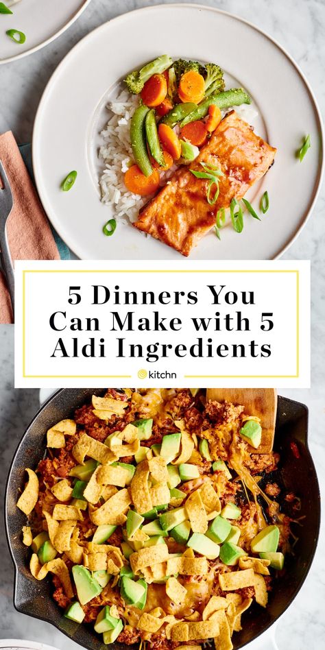 Aldi Appetizer Recipes, Aldi Recipes Dinners, Low Ingredient Dinners, Aldi Dinner Recipes, Aldi Dinner Ideas, Southwestern Chopped Salad, 5 Dinners, Aldi Meal Plan, Aldi Recipes