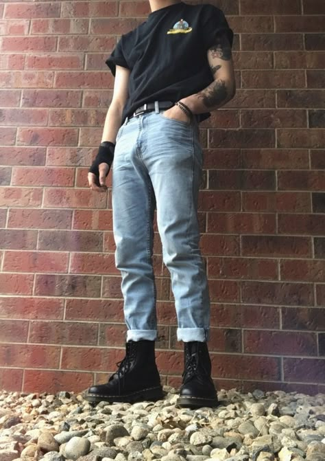 Masc Fashion, Doc Martens Outfit, Masc Outfits, Guys Clothing Styles, Mens Outfit Inspiration, Cool Outfits For Men, Streetwear Men Outfits, Edgy Outfits, Character Outfits