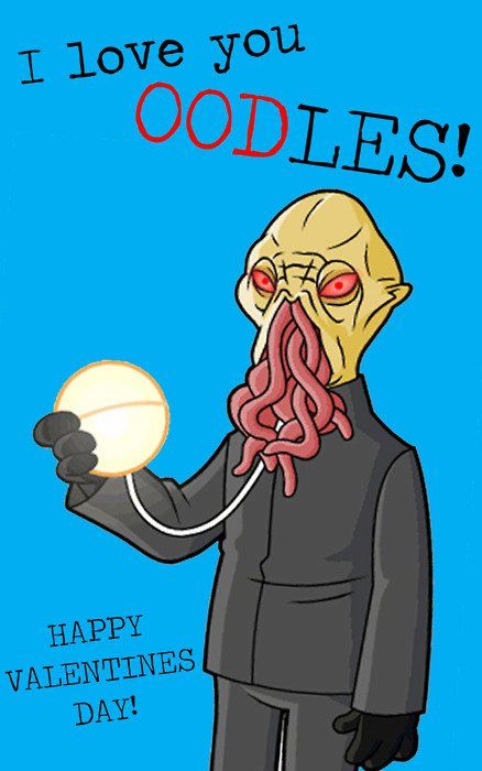 { More Doctor Who Valentines } ♥♥  "I love you Oodles!" Ood Doctor Who, Doctor Who Valentines, Valentines Day Ecards, Bad Valentines, Nerdy Valentines, Nerd Love, Time Lord, My Funny Valentine, Wibbly Wobbly Timey Wimey Stuff