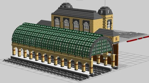 Minecraft Train Station Ideas, Minecraft Railway Station, Minecraft Railway, Minecraft Train Station, Minecraft Train, Minecraft Modern City, Minecraft Create, Minecraft City Buildings, Minecraft Modern