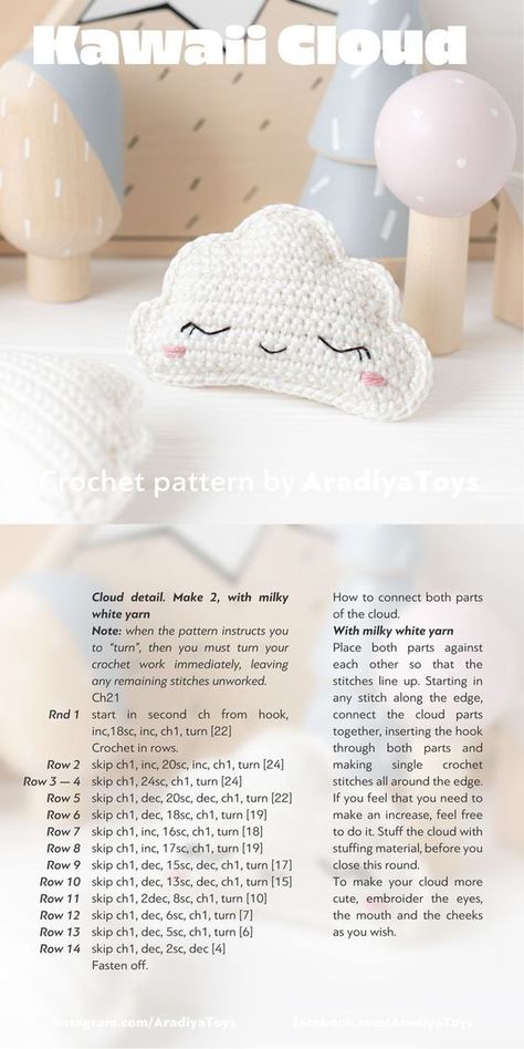 #crochet #amigurumi #howtocrochet #amigurumicrochet #crochettutorial Amigurumi Cloud Pattern, Kawaii Crochet Pillow, Free Cloud Crochet Pattern, Crochet Raindrops Free Pattern, Crochet Cloud Amigurumi Free Pattern, Free Crochet Cloud Pattern, Cloud Pattern Crochet, Cloud Amigurumi Free Pattern, Amigurumi Keychain Free Pattern English