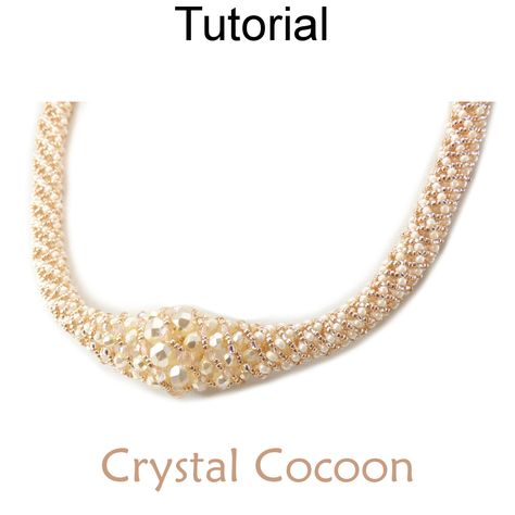 Crystal Cocoon Russian Spiral Stitch Tubular Necklace Beading Pattern Tutorial… Bead Necklace Patterns, Seed Bead Necklace Patterns, Rope Tutorial, Russian Spiral, Spiral Stitch, Beading Necklaces, Seed Bead Tutorials, Bead Tutorials, Beaded Necklace Patterns