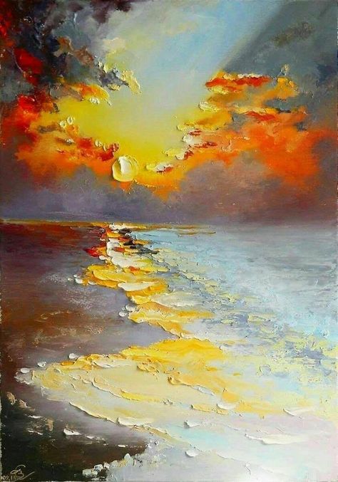 Oil Palette, Clouds In The Sky, Palette Knife Art, Soyut Sanat Tabloları, Impasto Painting, Beginner Painting, Palette Knife, Art Abstrait, Acrylic Art