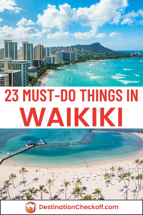 Explore the must-do things in Waikiki with our detailed guide. Enjoy surfing at Waikiki Beach, hiking up Diamond Head, and visiting cultural sites like the U.S. Army Museum of Hawaii. Find out the best places for shopping, dining, and entertainment. This guide offers tips on the top things to do in Honolulu and Waikiki, ensuring you have an unforgettable experience filled with fun and adventure in one of Hawaii's most popular destinations. Things To Do In Waikiki, Honolulu Zoo, Hilton Hawaiian Village, Oahu Vacation, Hawaii Things To Do, Waikiki Hawaii, Diamond Head, Sunset Cruise, Waikiki Beach