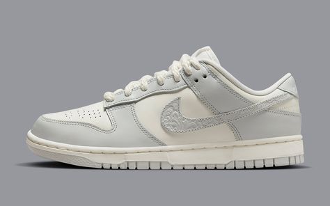 Nike Dunk Low "Needlework" FJ4553-133 Release Date Nike Shoes Women Dunk Low, Women Nike Low Dunk, Needlework Dunks Outfit, Nike Dunk Low Women, Needle Work Dunks, Needlework Dunks, Neutral Nike Dunk Low, Women’s Nike Dunk Low, Nike Dunk Needlework