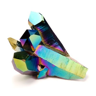 Titanium coated quartz crystals. Titanium Quartz, Aura Crystals, Pretty Rocks, Beautiful Rocks, Mineral Stone, Minerals And Gemstones, Rocks And Gems, Quartz Crystals, Gems And Minerals