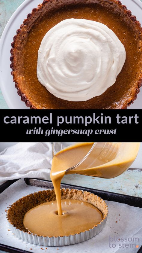 Pumpkin Caramel Pie Recipe, Pumpkin Tarts Recipe Easy, Best Pumpkin Pie Tarts, Pumpkin Pie Tart, Thanksgiving Tart Recipes, Sugar Cookie Tart Crust, Thanksgiving Tarts, Pumpkin Tarte, Pumpkin Caramel Tart