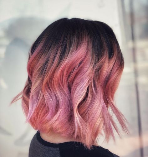 Pink Short Hair, Brown Bob Hair, Short Dark Brown Hair, Pink Ombre Hair, Magenta Hair, Short Ombre Hair, Diy Hair Color, Creative Hair Color, Brown Hair Dye