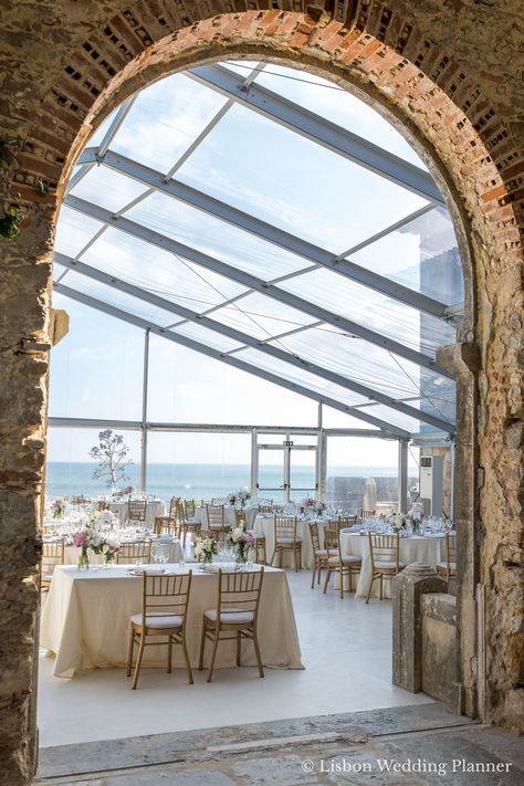 Forte da Cruz is a beautiful beach castle wedding venue in Estoril, Portugal  For more information: info@lisbonweddingplanner.com #fortedacruz #destinationweddingportugal #weddingportugal #beachweddingportugal #lisbonwedding #weddingvenueportugal #beachcastleweddingportugal #weddinginportugal #weddingvenue Beach Castle Wedding, Wedding In Portugal, Portugal Wedding Aesthetic, Netherlands Wedding, Wedding Portugal, Weddings In Portugal, Portugal Beach Wedding, Lisbon Portugal Wedding, Wedding Venues Lisbon