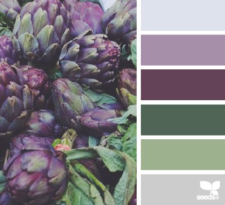 11 beautiful paint palettes inspired by your favorite flowers | BabyCenter Bedroom Colors Purple, Texture Combination, Palette Design, Green Colour Palette, Design Seeds, Bedroom Paint, Bathroom Colors, Purple And Green, Malbec