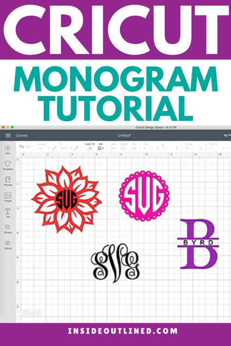 Cricut Monogram Tutorial In Design Space - InsideOutlined Diy Monogram Letters, Create Monogram, Free Monogram Fonts, Free Fonts For Cricut, Cricut Help, Cricut Monogram, Cricut Explore Projects, Diy Monogram, Business Notes