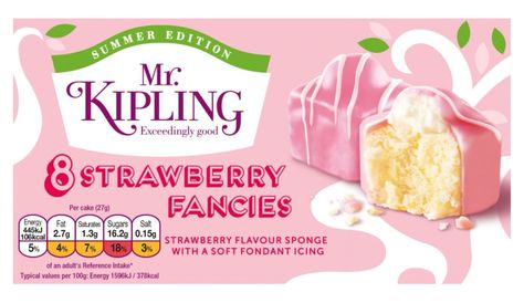 mr kipling strawberry fondant fancy cakes 🌸 Mr Kipling, French Fancies, Fondant Icing, Fancy Cakes, 80th Birthday, Peach Rings, Gummy Candy, Cute Food, Afternoon Tea