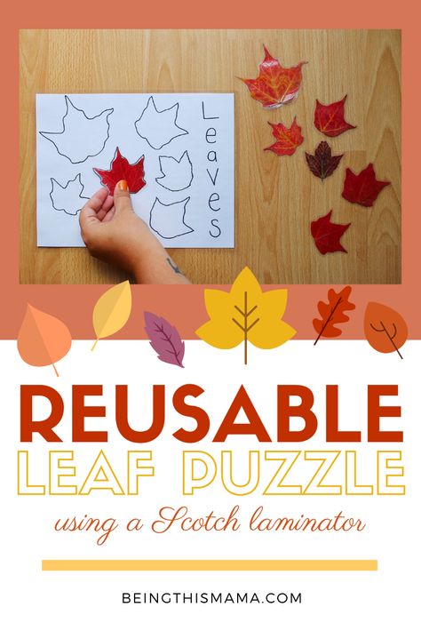 That's right - this puzzle is made out of real leaves! Laminated Crafts, Leaf Puzzle, Real Leaf, New Puzzle, Real Leaves, Big Leaves, Preschool Ideas, Sensory Bins, Printer Paper