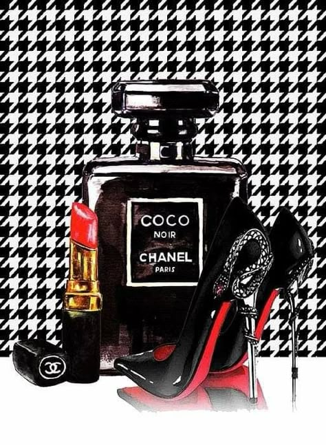 Chanel Noir Perfume, Fashion Wall Art Printables, Noir Perfume, Chanel Art Print, Images Pop Art, Chanel Perfume Bottle, Chanel Wallpaper, Chanel Poster, Chanel Wall Art