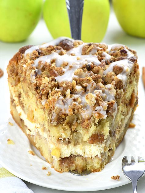 Apple Coffee Cake With Cream Cheese, Fruit Filled Coffee Cake, Sour Cream Dessert Recipes, Apple Coffee Cake Muffins, Coffee Cake With Cream Cheese, Perfect Cake Recipe, Cake With Cream Cheese Filling, Church Recipes, Apple Cheese