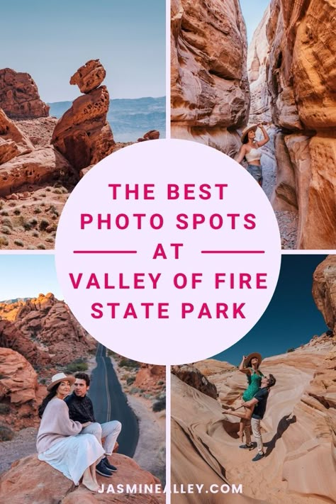 Heading to Valley of Fire? Here are the 14 best Valley of Fire photo spots and the most Instagrammable places in the park. From the Fire Wave and a cool slot canyon to the famous Valley of Fire road shot (I tell you exactly where to find it) and a pastel pink canyon, you'll want to visit each of these spots! Definitely add Valley of Fire State Park to your Las Vegas itinerary, it's one of the coolest things to do in Vegas. It's the best Nevada state park if you ask me! Valley Of Fire State Park, Bighorn Sheep, Trip Destinations, Utah Road Trip, Nevada Travel, Lake Mead, Vegas Vacation, Scenic Roads, Utah Travel