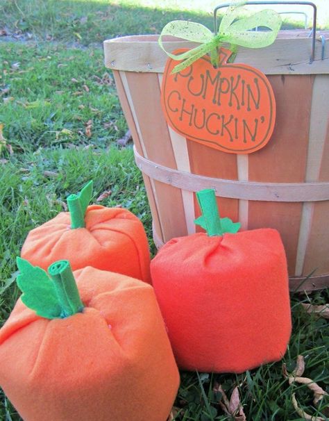 DIY a pumpkin chuckin' game for your Thanksgiving with this easy project. Pumpkin Chunkin, Outdoor Halloween Parties, Fall Festival Games, Pumpkin Games, Fall Festival Ideas, Fun Halloween Party Games, Fall Harvest Party, Fun Halloween Games, Fall Carnival